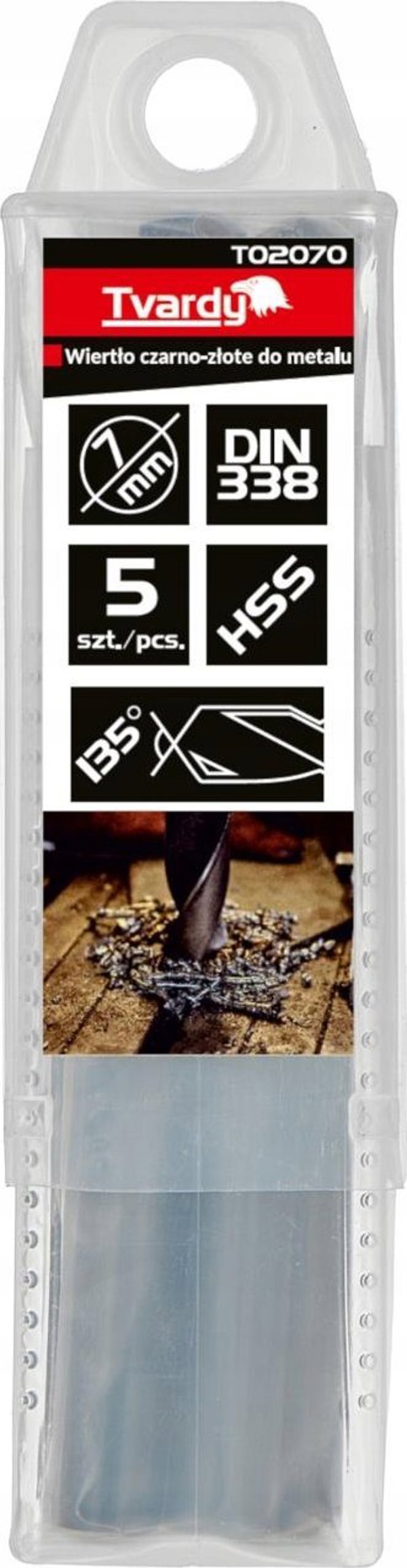 Τρυπάνι Tvardy μαύρο-χρυσό για μέταλλο HSS 7.00mm (5/50/500)