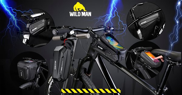 WildMan Etui/χειρολαβή ποδηλάτου WILDMAN L ES16 σακούλα για πλαίσιο μαύρο/black