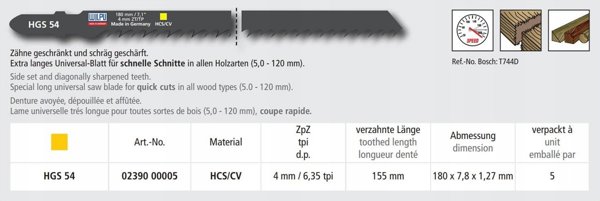 Πριόνια για ξύλο Wilpu WILPU HGS 54 (5 μονάδες)