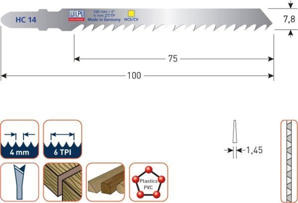 Πριόνια Wilpu για ξύλο, πλαστικό WILPU HC 14 BOX, 25 τεμ.
