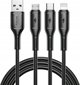 WiWU - Καλώδιο USB σειράς Starlink Wi-C045E 3 σε 1 USB A σε USB C, Micro USB, Lightning 3,1A 1m - μαύρο
