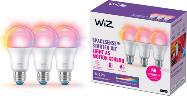 WiZ WiZ,Λάμπα,8,8W,2200-6500 (RGB),A60,E27,3 τεμάχια πηγή φωτός