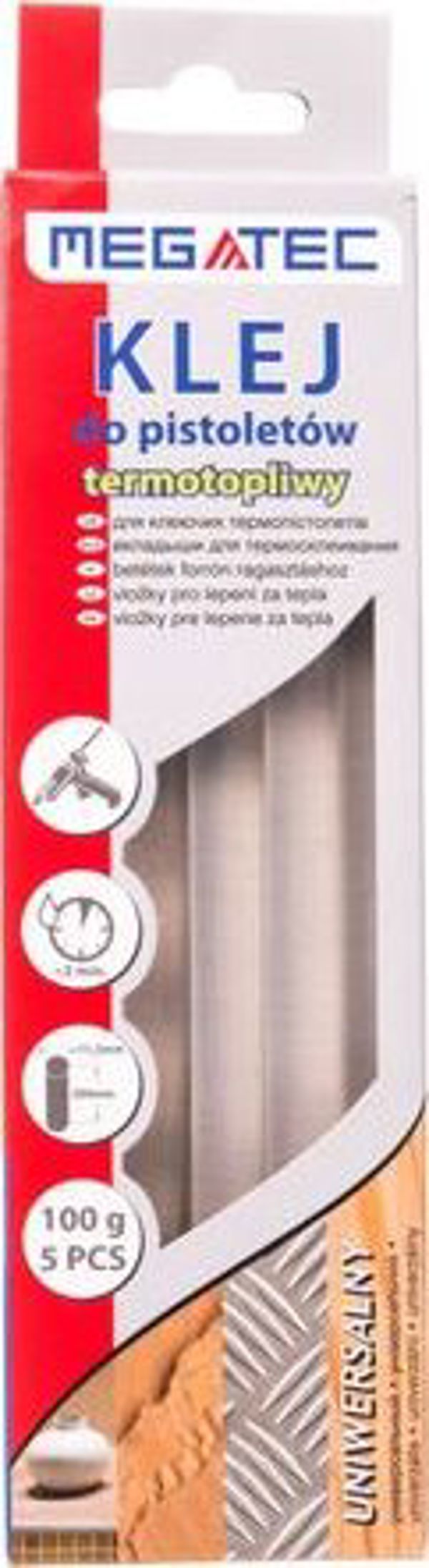 Megatec Ράβδοι Θερμόκολλας Διαφανείς 11mm x 200mm, 5 Τεμάχια, Για Πιστόλι Θερμοκόλλησης