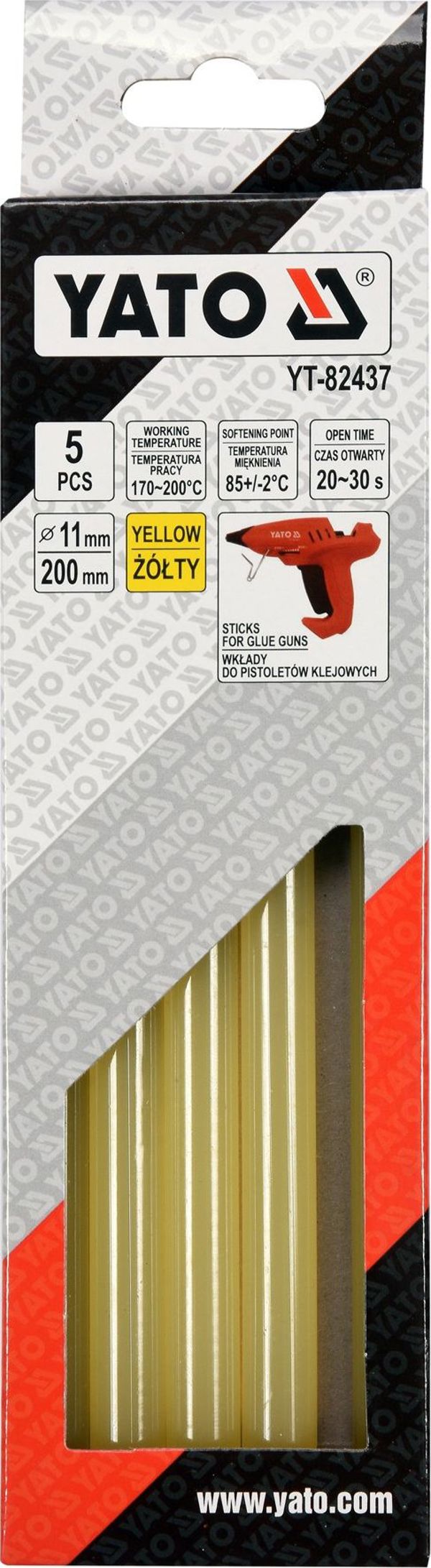 Ράβδοι κόλλας Yato 11 mm x 200 mm κίτρινες 5 τεμ. YT-82437
