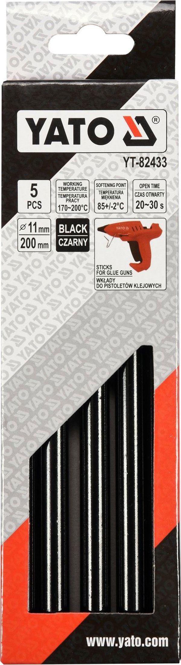 Ράβδοι κόλλας Yato 11 mm x 200 mm μαύρες 5 τεμ. YT-82433
