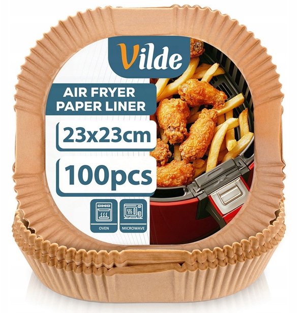Vilde Χάρτινη Εισαγωγή Για Φριτέζα Αέρος Air Fryer, Τετράγωνη, 23 x 23cm, 100τμχ