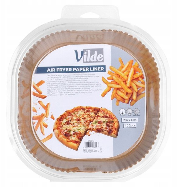Vilde Χάρτινη Εισαγωγή Για Φριτέζα Αέρος Air Fryer, Τετράγωνη, 23 x 23cm, 100τμχ
