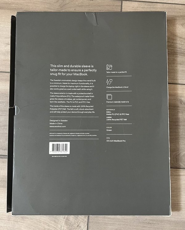 Θήκη Woolnut με επικάλυψη για 16" MacBook Pro, πράσινο