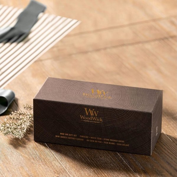 Σετ δώρου WoodWick WoodWick 3 μικρά κεριά (βραδινός όνυχας, ηλιακό υλάνγκ, παραθαλάσσιο ηλιοβασίλεμα) 12241178 5038581150147