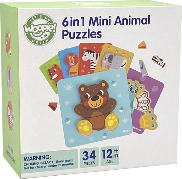 Woopie WOOPIE GREEN Ξύλινο Παζλ Παιχνίδι με Ζωάκια Montessori FSC