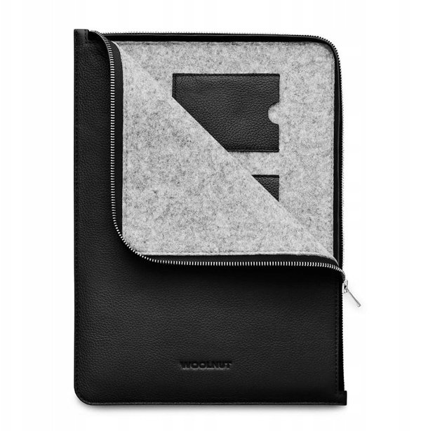 Woolnut Δερμάτινη Θήκη Folio για MacBook 13/14", μαύρο