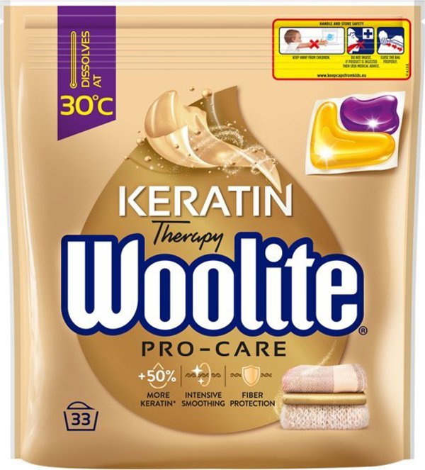 Woolite Ζελατινώδεις κάψουλες πλυσίματος με κερατίνη Pro-Care 33 τεμ.