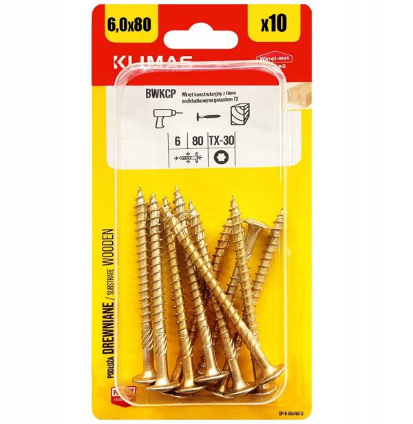 ΒΙΔΕΣ ΞΥΛΟΥ TORXWKCP 6.0X80 10ΤΕΜ