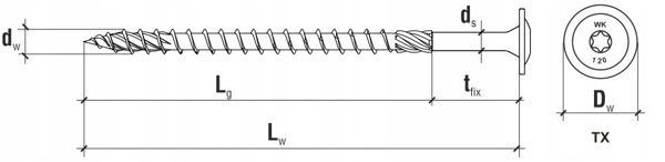 ΒΙΔΕΣ ΞΥΛΟΥ TORXWKCP 6.0X80 10ΤΕΜ