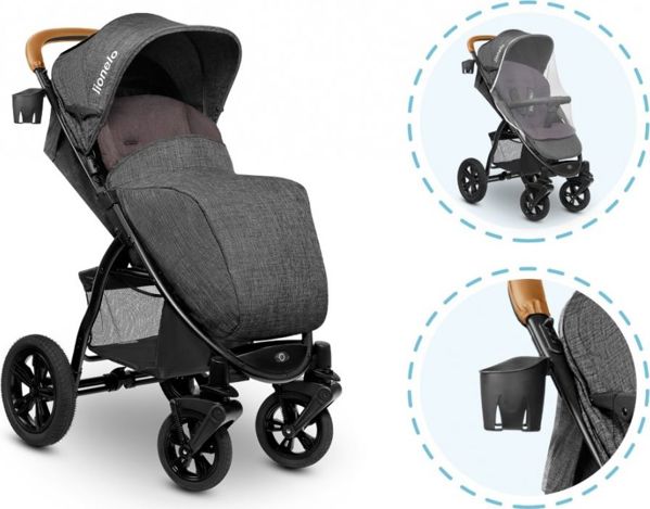 Καρότσι Lionelo Annet Tour stone caramel έως 22kg, αξεσουάρ