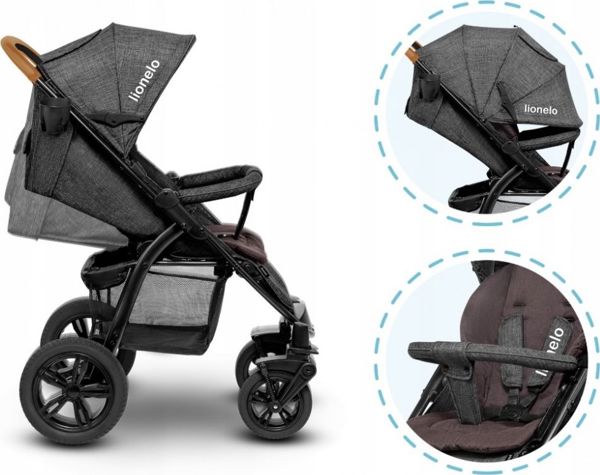 Καρότσι Lionelo Annet Tour stone caramel έως 22kg, αξεσουάρ