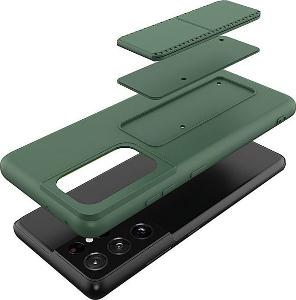 Wozinsky Kickstand Case ελαστική σιλικόνη θήκη με βάση για Samsung Galaxy S21 Ultra 5G ροζ