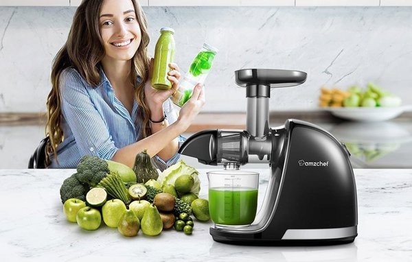 Αργής περιστροφής αποχυμωτής AMZCHEF 1501-BK-SM (μαύρο)