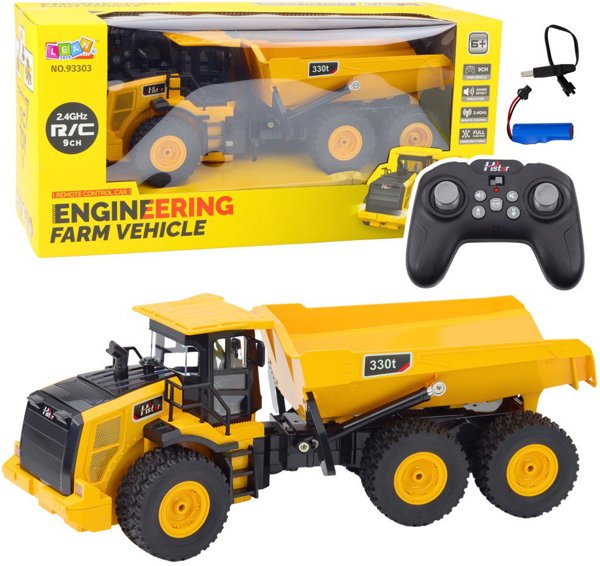 LeanToys RC Τηλεκατευθυνόμενο Φορτηγό Dumper, 9 Κανάλια, 2.4G, Κίτρινο
