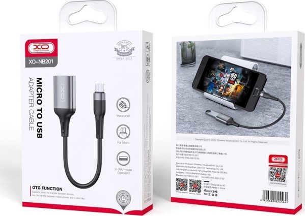 XO αντάπτορας USB - microUSB OTG, μαύρο (NB201)