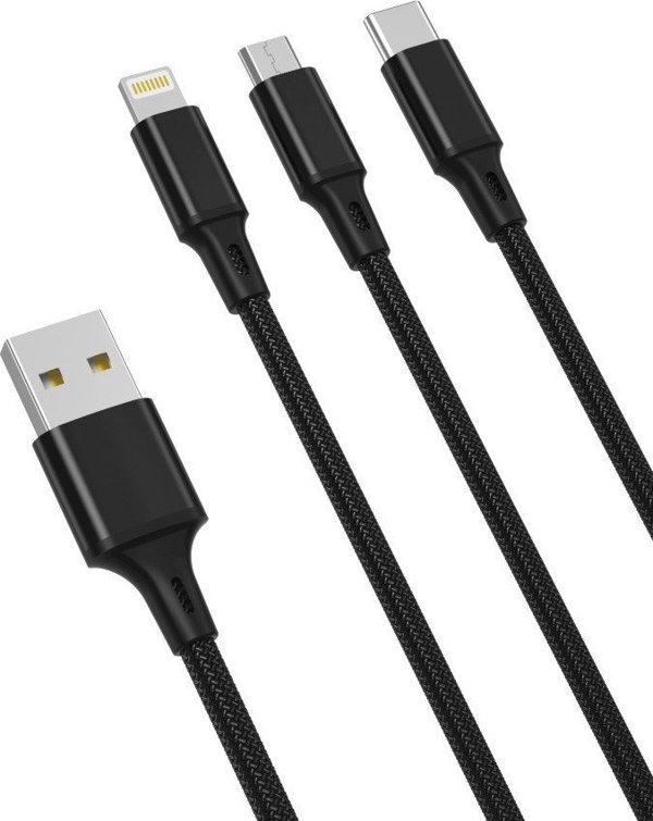 Καλώδιο USB XO Καλώδιο USB XO 3 σε 1 USB-C / Lightning / Micro 2,4A 1,2m (μαύρο)