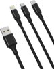 Καλώδιο USB XO Καλώδιο USB XO 3 σε 1 USB-C / Lightning / Micro 2,4A 1,2m (μαύρο)