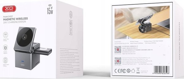 Σταθμός ασύρματης φόρτισης 3 σε 1 XO CX027 QI2 15W, μαύρο