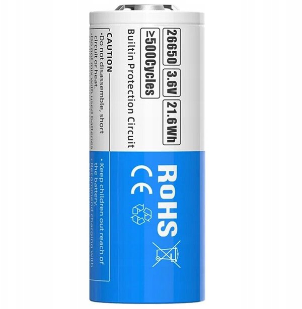 XTAR AKUMULATOR 26650 3,6V LI-ION 6000 MAH Z ZABEZPIECZENIEM 26650-6000