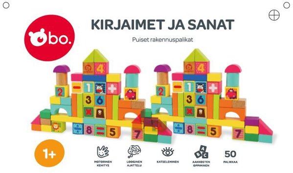 ξύλινα μπλοκ bo. "Alphabet and Words" FIN