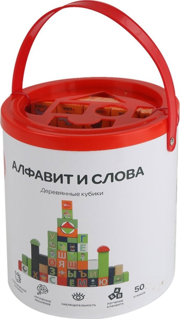 ξύλινα μπλοκ bo. "Αλφάβητο και Λέξεις" RUS