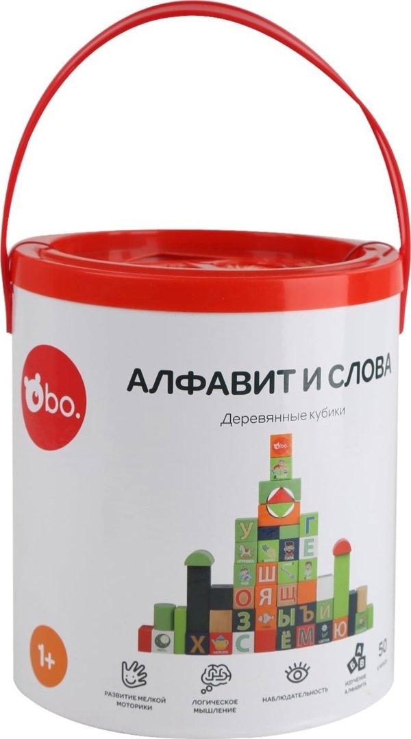 ξύλινα μπλοκ bo. "Αλφάβητο και Λέξεις" RUS