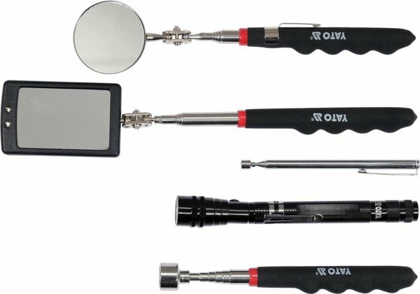 Yato YT-06622 Σετ Επιθεώρησης Οχημάτων με 2 Καθρέπτες, Μαγνητικές Λαβές και Φακό