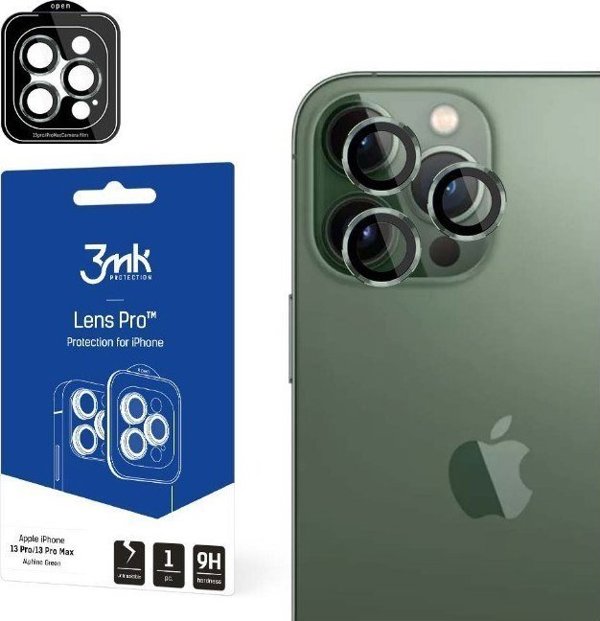 3MK Lens Protection Pro Υβριδικό Προστατευτικό Φακού Κάμερας για Apple iPhone 13 Pro / 13 Pro Max - Πράσινο