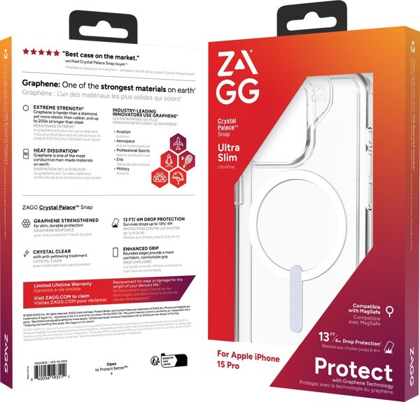 Zagg International ZAGG Crystal Palace Snap - obudowa ochronna do iPhone 15 Pro kompatybilna z MagSafe (clear)