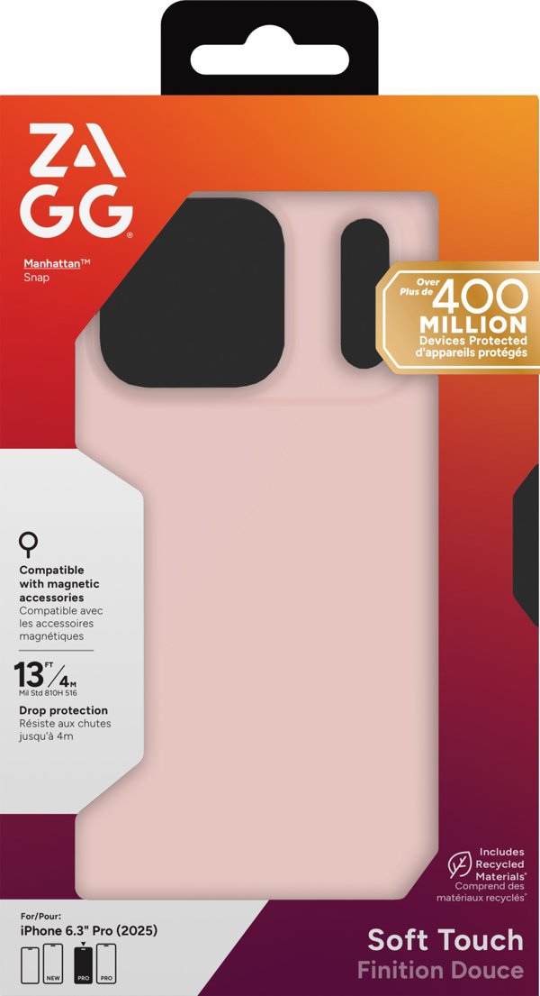 ZAGG Manhattan Snap - θήκη για iPhone 17 Pro συμβατή με MagSafe (pink blush)