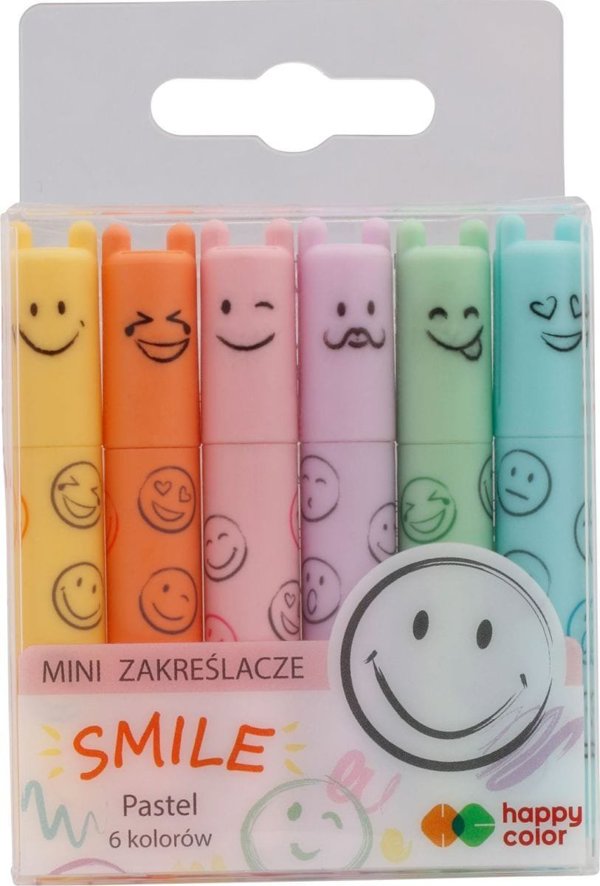 Μαρκαδόροι υπογράμμισης mini SMILE 6 παστέλ χρωμάτων HA 4130 02PA-WP6 Happy Color