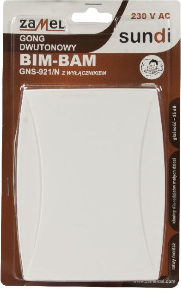 Zamel Δίχρωμο γκονγκ BIM-BAM GNS-921/N-BIA 230V λευκό (SUN10000121)