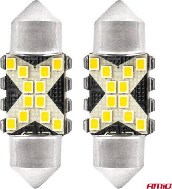 Λαμπτήρες LED CANBUS Festoon C5W 12SMD 2016 31mm Λευκό 12V 24V AMIO-04235