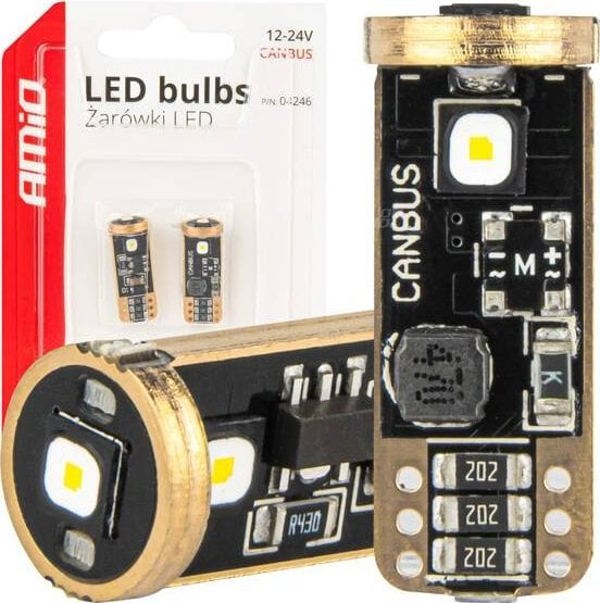 Λαμπτήρες LED CANBUS T10 W5W 3SMD 3838 White 12V 24V AMIO-04246