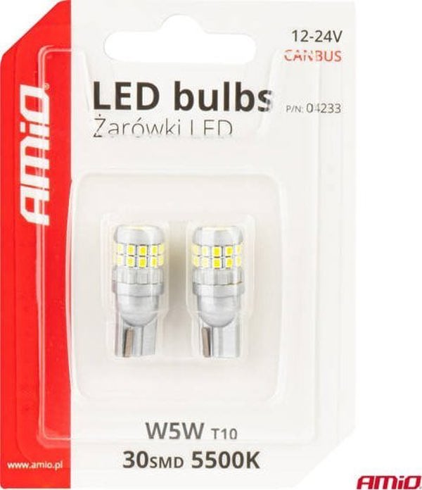 Λαμπτήρες LED CANBUS T10 W5W 30SMD 2016 White 12V 24V AMIO-04233