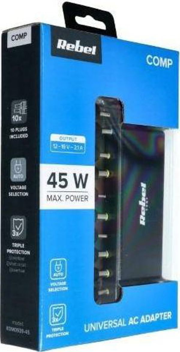 Zasilacz do laptopa Rebel Comp 45 W, 2.1 A, 19.5 V (KOM0939-45)