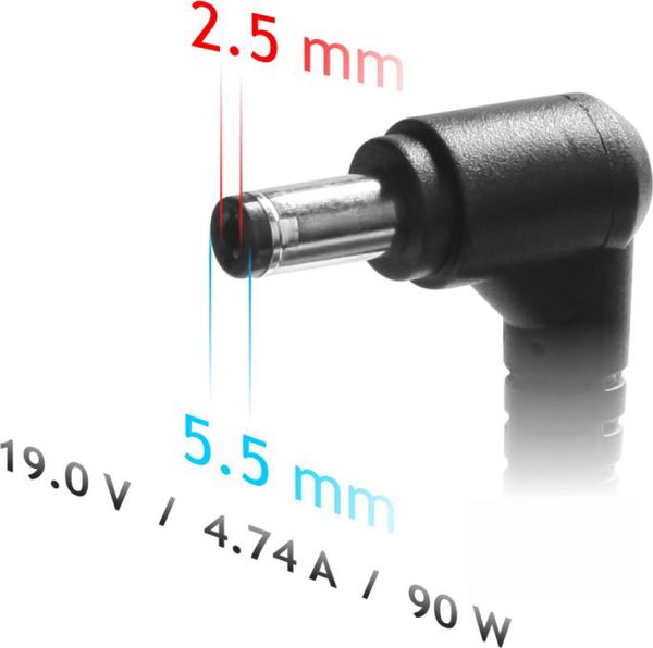 Τροφοδοτικό για φορητό υπολογιστή Akyga 90 W, 2.5 mm, 4.7 A, 19 V (AK-ND-36)