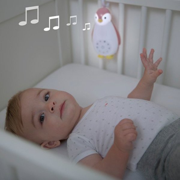 Φωτιστικό νυκτός Zazu Zoe με ηχείο, πιγκουίνος, γκρι