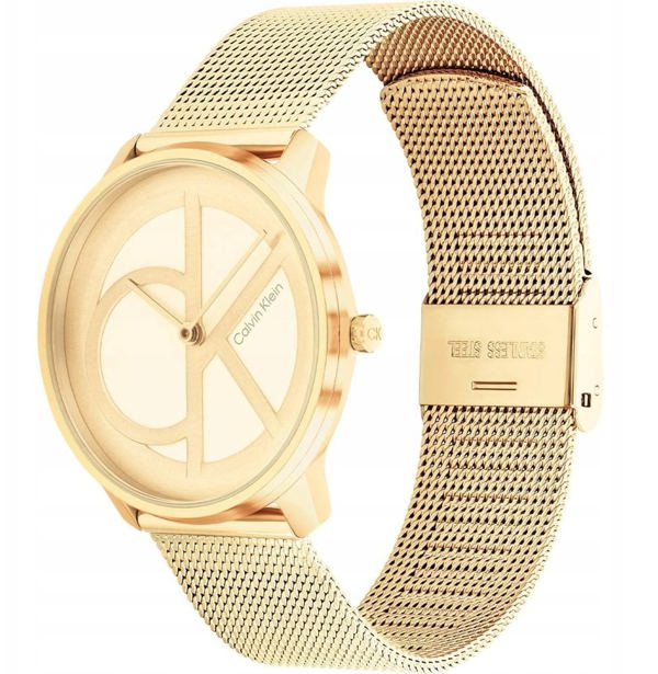 Γυναικείο Ρολόι Calvin Klein Iconic Mesh 25200034 με Μπρασελέ, σε Χρυσό Χρώμα + Θήκη