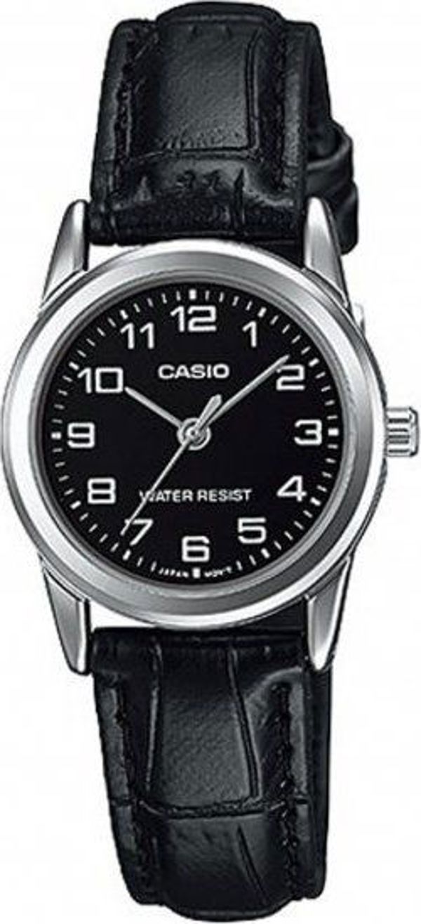 Casio Γυναικείο Ρολόι LTP-V001L-1BUDF με Δερμάτινο Λουράκι και Μαύρο Καντράν