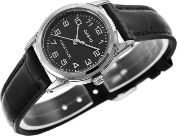 Casio Γυναικείο Ρολόι LTP-V001L-1BUDF με Δερμάτινο Λουράκι και Μαύρο Καντράν