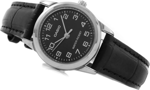Casio Γυναικείο Ρολόι LTP-V001L-1BUDF με Δερμάτινο Λουράκι και Μαύρο Καντράν