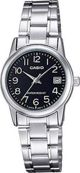 Casio Γυναικείο Ρολόι LTP-V002D-1BUDF με Ασημί Μπρασελέ και Μαύρο Καντράν