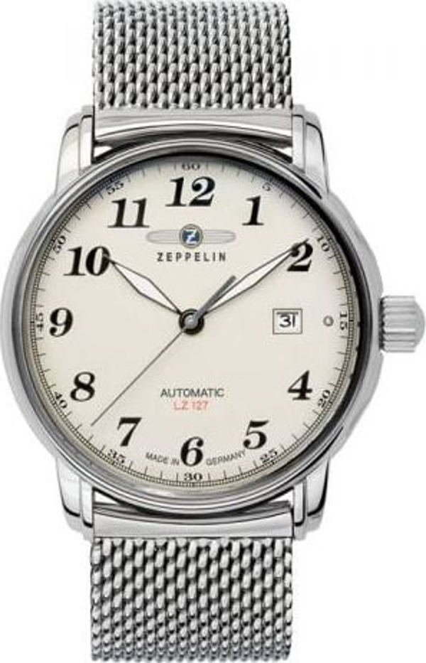 Ανδρικό Ρολόι Zeppelin LZ127 Graf Zeppelin 7656M-5 Automatic με Καντράν Μπεζ και Μπρασελέ Ατσάλι