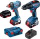 Bosch Σετ Επαναφορτιζόμενων Ηλεκτρικών Εργαλείων 2 Τεμαχίων GDS 18V-300 με Κρουστικό Κλειδί, Τρυπάνι και 3 Μπαταρίες (06019G5227)